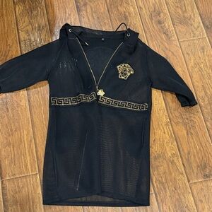 Versace Black and Gold Hooded see through Jacket
